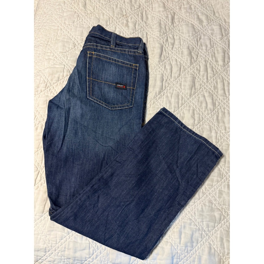 Ariat FR M4 Boot Cut Jeans Mens 35x32 Dark Wash Flame Resistant CAT 2 low rise